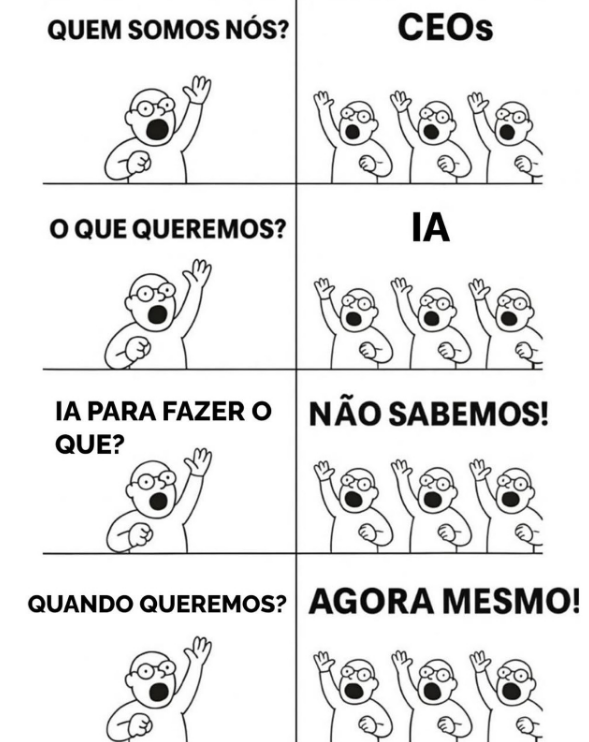 Quadrinho sobre CEOs e IA