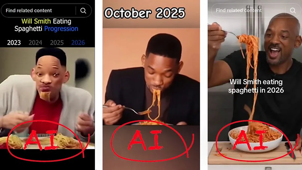 Imagem do benchmark do Will Smith comendo spaghetti
